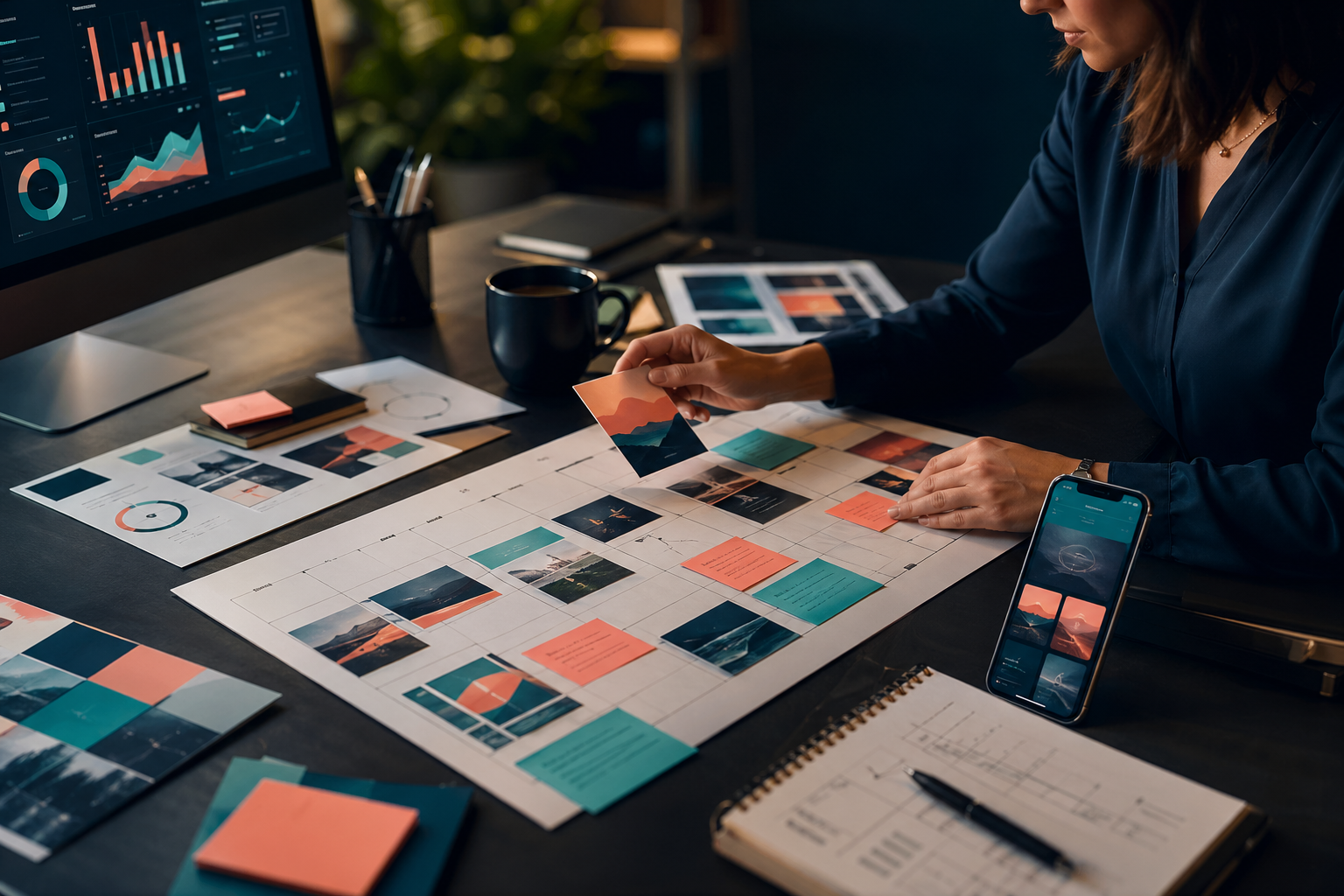 Generated visual of social media content planning and analytics